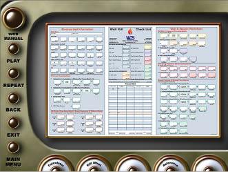 A module (above) shows the kill sheet used to record well data and calculate various parameters to kill a well, and the simulation module (below) shows students a subsea kill operation using a choke panel to control pressures.  