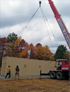 the mobile AltelaRain system is off-loaded at a BLX gas well site in October 2009.