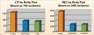 Fingers are still the most vulnerable part of the body, statistics   show.