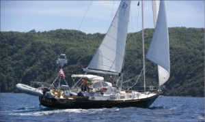 When asked how he stays active in the industry, Charlie Springett responded, “Other than passing the occassional drilling rig in my sail boat Ariel (above), I don’t.” 