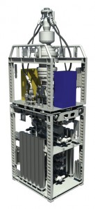 A graphic rendering shows the seven-ram Cameron stack that will be used to equip Rowan’s two drillships. The BOP will incorporate full acoustic backup control.