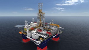 Figure 2: Stena’s DrillSLIM semisubmersible design is based on the Keppel FELS DSS30 hull, configured to drill slim wells and can execute a full suite of workover well intervention activities. 