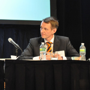 Mikael Troberg, Wartsila, discussed the emissions benefits of switching to natural gas from diesel, at the 2013 IADC Environmental Conference in New York City on 8 April.