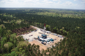 An Encana multi-well pad operation drills in the Tuscaloosa Marine oil and gas shale play, which spans Louisiana and Mississippi. The play is one of three emerging unconventional basins Encana is targeting for development this year. 