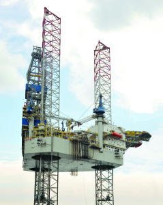 The Noble Mick O’Brien, the first of six JU 3000N ultra-high-spec jackups under construction for Noble, arrived in the Middle East in September. The rig is rated for 400-ft waters and drilling depths of 35,000 ft.