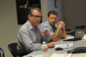 Mark Denkowski (left), VP of IADC’s Accreditation and Credentialing Division, and Scott Maddox, director of IADC’s Drilling and Well Services Division, led an industry meeting on 9 September to discuss KSAs for the well servicing industry.