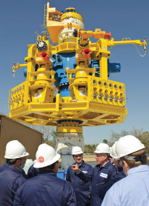 In April 2011, then-Interior Secretary Ken Salazar and then-MWCC CEO Marty Massey reviewed the company’s interim containment system capping stack with industry and government officials in Houston.