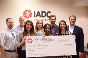 On 2 June, the IADC Houston Chapter donated $40,000 to Home Run Hitters International. From left are Brian Townsend; Jeff Kessler, Houston Chapter Chairman; Christine Thorp, Par Petroleum Corp; Leslie Packard, IADC; Dr Deborah Carr, Home Run Hitters; Andrew Gordon, Cameron; Allison Fraser; and Scott Gordon, Helmerich & Payne. 