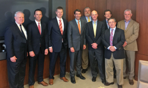 On 30 March, IADC members met with Louisiana Congressman Garret Graves (center) at Rowan’s Houston offices to discuss issues related to drilling in the Gulf of Mexico and the BSEE Well Control Rule. From left are Alan Spackman, IADC; Jason McFarland, IADC; Tom Burke, Rowan; Congressman Graves; Chris Johnston, Ensco; Pharr Smith, Rowan; Mike Lawson, Rowan; David Faure, Rowan; and Michael Clark, Rowan.