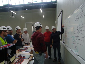 Students review PLC-driven circuitry that they designed during a Gateway class in Malta last year. The Introduction to Oil and Gas course not only screens candidates for aptitude and physical requirements, it also provides a standard baseline curriculum comprising RigPass, WellSharp awareness-level well control, behavioral training, technical math and more.