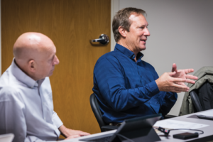 Mark Siegmund (right), BP Advisor for Wells Reliability and Chairman of the IOGP Wells Expert Committee BOP Task Force, speaks during a JIP Oversight Committee meeting in July. The JIP is working to expand its reach, with an additional 20 contractors and 30 operators invited to participate. The group also plans to place more focus on collecting data on surface BOPs in Phase Two, whereas Phase One focused more on subsea BOPs. 