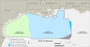 Image courtesy of BOEM BOEM is proposing to offer for oil and gas leasing unleased blocks within the Western Planning Area, Central Planning Area and Eastern Planning Area of the Gulf of Mexico.