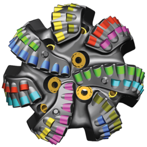 Typically, a row of backup cutters is located immediately behind the cutters it’s backing up. However, the backup cutters in Halliburton’s Stega layout are radially offset. The company finds that using radially offset backup cutters creates the same effect on ROP as using larger, more aggressive cutters but without the detrimental effects on durability.