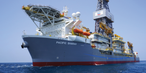 The initial Ballymore well was drilled by Pacific Drilling’s Sharav deepwater drillship. Photo Courtesy of Chevron. 